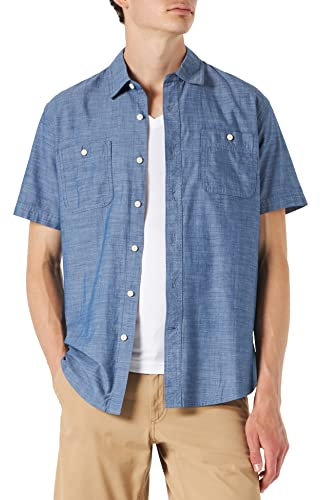Amazon Essentials Men's Short-Sleeve Chambray Shirt, Rinsed, XX-Large