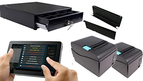 Mobiles Kassensystem für GASTRONOMIE: 10 Touchscreen Terminal, 2xBondrucker, Geldlade/KassenSichV TSE-Konform/Gastro-Kasse Restaurant-Kasse