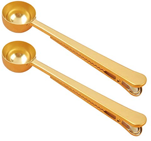Voice on Growth Stainless Steel Coffee Scoop with Bag Clip, 2Pcs Perfect Coffee Spoon