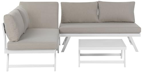 Beliani Gartenset einstellbare Rückenlehne 5-Sitzer aus Aluminium in Taupe Coccorino