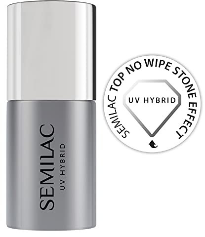 Semilac Top Coat No Wipe Stone Effect UV Gel Polish, Salon Quality Manicure Effective Long Lasting No Wipe Top Coat Gel Polish Crack Resistant Easy to Apply, 7ml