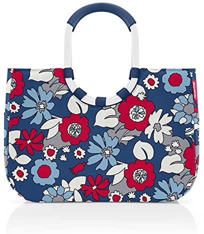 reisenthel loopshopper L Stabile Tasche mit praktischen Fächern aus recycelten PET-Flaschen Charmantes und wasserabweisendes Design, Farbe:florist indigo
