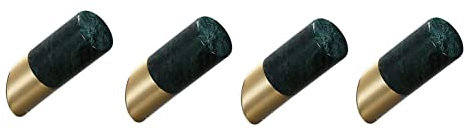 GLYYRLR Handtuchhaken Gebürstetes Gold und Grün Kleiderhaken Wandhaken Hakenleiste Messing und Marmor Mantelhaken, Garderobenhaken für Küche, Büro, Bad, Doppelte Installation,4 Pack