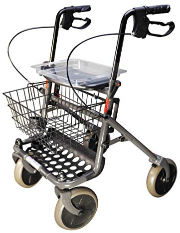 FabaCare Rollator Actimo Basic mit Vollausstattung, Standardrollator faltbar, Gehhilfe, Gehwagen bis 130 kg (Anthrazit)