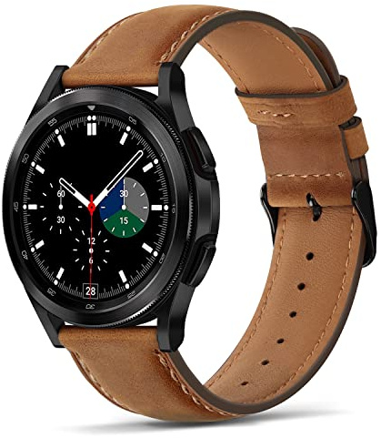Tasikar 22mm läderarmband kompatibel med Samsung Galaxy Watch 3 45mm/Watch 46mm armband, äkta läder ersättningsarmband för Huawei Watch GT 3 46mm/3 Pro/GT 2, Gear S3, 22mm, Brun