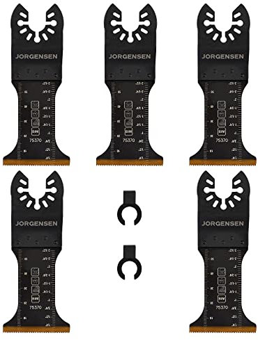 JORGENSEN Lame Utensile Multifunzione 5 Pezzi, Lame Utensile Oscillanti Bi-Metallo Materiale, Accessori Oscillanti per Metallo Legno Plastica Cartongesso, Compatibile con la Maggior Parte delle Marche