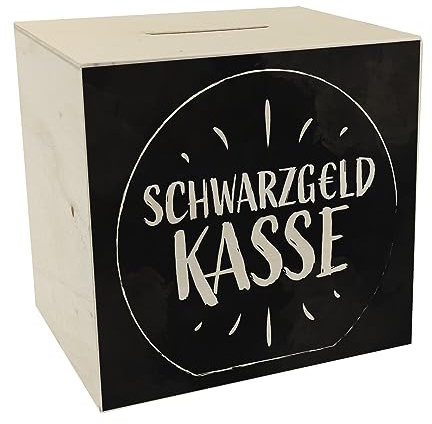Spardose aus Holz für Taschengeld mit lustigem Spruch - Schwarzgeld Kasse für Teenager die Sich manchmal bei den Nachbarn etwas dazu verdienen oder von ihren Eltern EIN