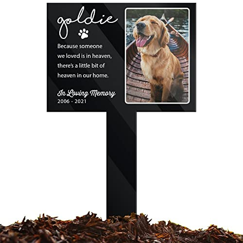 BfiGift Customized Dog Memorial Cross Pet Plaque Stake for The Garden or Yard with Picture and Quote Grave Markers Personalized Sympathetic Loss Gifts Dog Memorial Stake for Someone Lost Pet