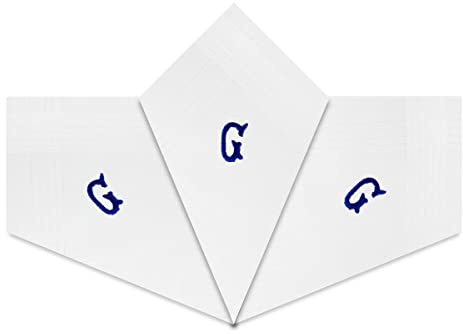 Warwick & Vance Taschentücher für Herren und Herren, Satin, mit blauen gestickten Initialen, 3 Stück, g, 40cm x 40cm