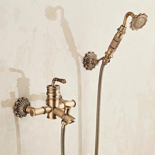 Badewannenarmatur Messing Antik Finish - Einhand Wandmontage Wannenarmatur Mit Handbrause, Dusche Set