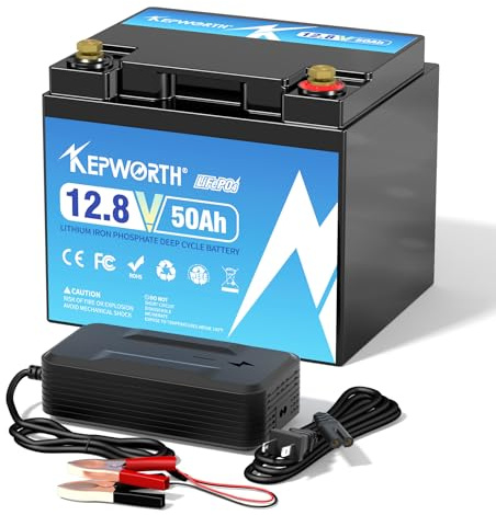 KEPWORTH LiFePO4 50Ah 12V Batterie, Lithium Akku mit 50A BMS, Max. 15000 Zyklen, Perfekter Ersatz für Blei-Säure für Wohnmobile, Solaranlage, Boot, Solarpanel Kit,Camping