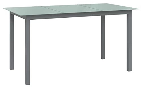 Coavain Kaffeetisch Aluminium und Glas Gartentisch Beistelltisch Garten-Esstisch Bistrotisch Balkontisch Outdoor Tisch stilvoll und praktisch wetterfes pflegeleicht Grau 150x90x74 cm