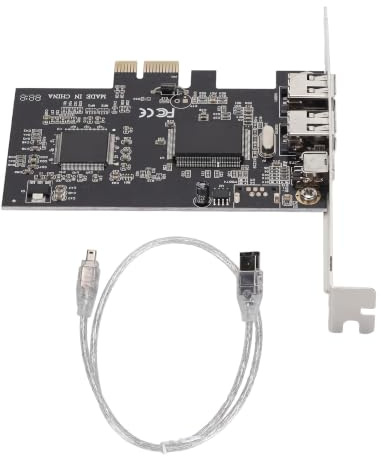 Bewinner PCIe 1X auf 3 * 1394A Firewire-Controllerkarte, PCIe 1X auf 3 Port 1394A Riser-Karte (2 X 6 Pin und 1 X 4 Pin), 1440x1080 800Mbps PCIe Firewire-Karte für Windows XP 7 8 10