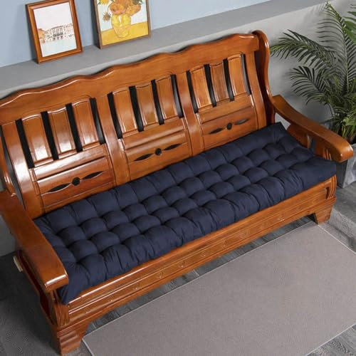 Kissen für Gartenbank, 2-/3-Sitzer, Baumwolle, dickes Sofakissen, langes Sitzkissen für Zuhause/Terrasse/Schwingen (160 x 50 cm, Marineblau)