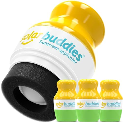Solar Buddies Sonnencreme-Applikator - Blau, 3er-Pack - Nachfüllbarer Roll-on Schwammapplikator für Sonnencreme, Sonnenmilch & Lotion für Kinder, Erwachsene & Familien - Fasst 100ml