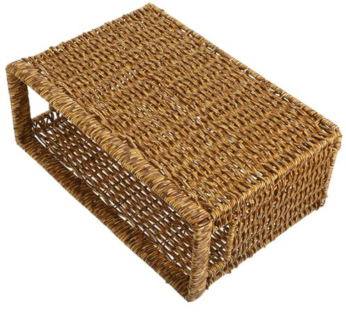 PRETYZOOM Gewebter Korb Aus Kunststoff-rattan Mit Griff Gewebte Aufbewahrung Für Den Schreibtisch Sicheres Material Für Den Langfristigen Gebrauch