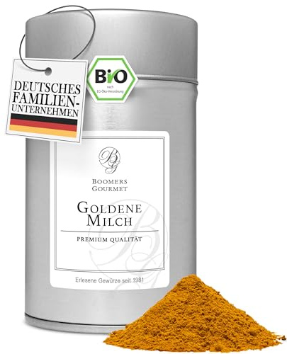 Boomers Gourmet - Bio Goldene Milch I Premium Goldene Milch Pulver I Feine Golden Milk Mischung für Vitalität und Wohlbefinden - Natürliche Zutaten - 100 g