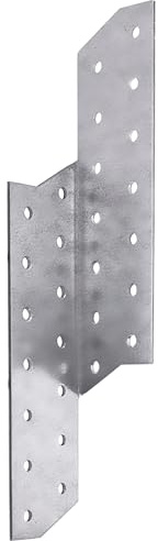 Parotec 10 Ancrages fermes-poutres gauche, montage, connexion chevrons-poutres, équerre acier renforçant structure bois, galvanisé, 40 x 210 x 140 x 2 mm