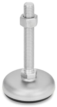 Ganter Standardelement | rostfritt stål justerbara fötter | med gummistöd, svart | spindel M12 x 60 | fot 60 mm | GN 31–60-M12-60-B1-SK