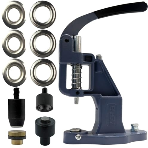 Ösenpresse Set, Handpresse Ösenmaschine Ösenzange Set Punch Tool Kit mit 100 Ösen und Lochwerkzeug (Silber, 17 mm)