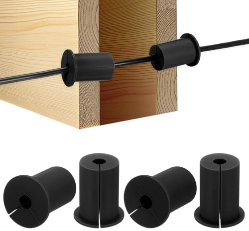 M METERXITY 4-Pack Cable Routing Kit, for 1 Inch Wall Hole Silicone Feed Through Wall Grommet Cable Punch Grommet Wall Hole Cover Bushing for Ethernet Cable [38mm Length, Black]
