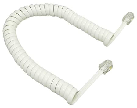 Cavo a spirale per cornetta telefonica a quattro conduttori, cavo a spirale nero/bianco riccio 1,85 m/pc, PVC+rame