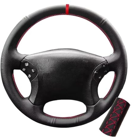 Generisch Lenkrad Bezug Mikrofaser-Leder-Auto-Lenkradbezug Für Mercedes Für Benz C-Klasse W203 2001 2002 2003 2004 2005 2006 2007 Lenkradhülle(Rot)