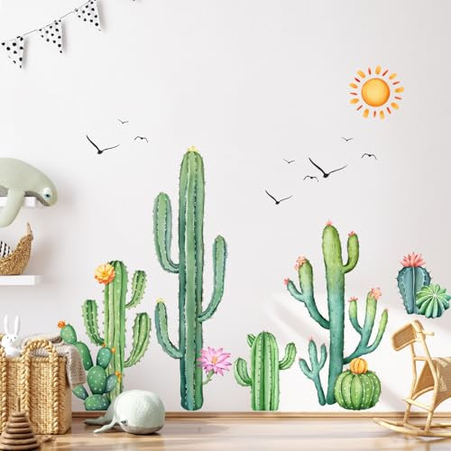 Decvictor Wall Tattoo Giant Cactus Wall Sticker Tropical Plants Cacti Wall Sticker Living Room Bedroom Aisle Office Sofa Background Wall Decoration