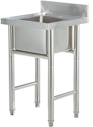 SdaryWare Lavello Mobile, Vasca per Lavanderia, lavello in Acciaio Inox, lavello da Cucina Commerciale per ristoranti, con Rubinetto, per Garage, Ristorante, estern,Silver-50cm