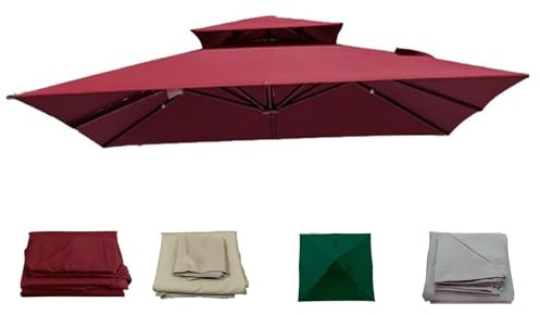 Ombrello Di Ricambio Per Ombrellone Da Patio (3×3m-2.5×2.5m) Copertura Di Ricambio Per 8 Braccia, Telo di Ricambio per ombrelloni per Esterni,Top Telo Di Ricambio (Claret,2.5×2.5M(8.2ft×8.2))