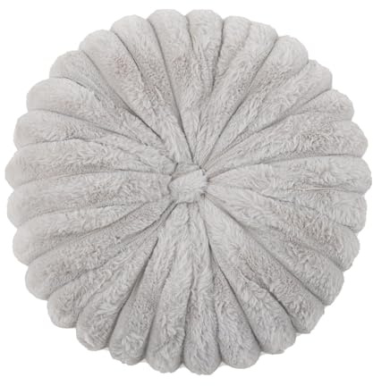 Fouriding Faux Kaninchen Flauschige Runde Werfen Kissen 35cm, Weiche Kürbis Kissen für Wohnzimmer, Sofa, Bett, Stuhl, Auto, Home Dekoration (Grau)
