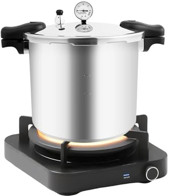 PUDLOR 23 Quart Pressure Canner Cooker, 90 Kpa Kitchen Pressure Pressure Cooker Außenlid Verschlussart Verbrühungssicherer Griff Silikonring Handsteuerung für Schnelle Zubereitung Von Beilagen