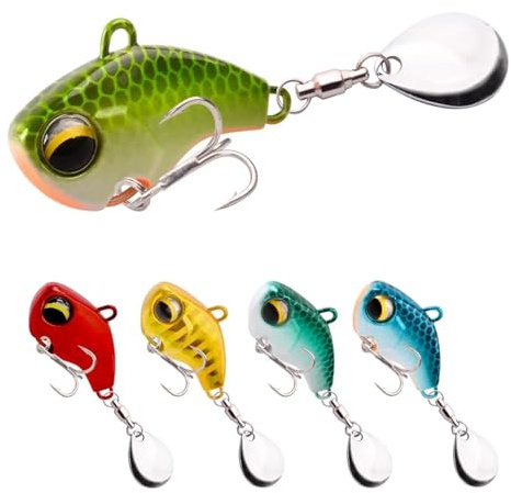 ACTINPANT 5 Pezzi 6g/14g/26g/22g Esche da Pesca in Metallo con cucchiaino Rotante affondante, Esche Artificiali con Paillettes, Attrezzatura da Pesca(26g 3.8cm)