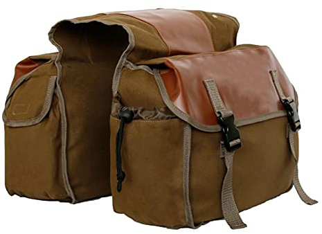Janmobrian Fahrradtasche Gepäckträger, Gepäckträgertasche Retro Canvas Satteltaschen für Fahrrad Vintage Fahrrad Rücksitztasche Große Kapazität Bike Box wasserdichte Motorrad Touring Tasche(Brown)
