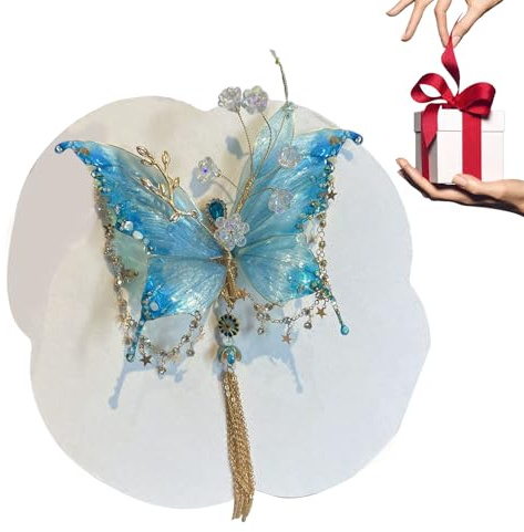 Pince À Cheveux Griffe - Barrette Chinoise Pailletée | Élégant Accessoire Tête En Soie Avec Noeud Papillon Et Franges Pour Demoiselle D'honneur Danse Bal Festival Cosplay Mariage
