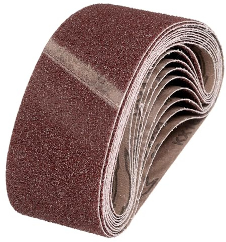 QUARKZMAN 76mm x 457mm Nastri Abrasivi, 10Pz 36 Grana Carta Vetrata per Levigatrice Ossido di Allumina Per Lavorazione Legno, Lucidatura Metalli, Affilatura Coltelli