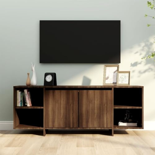 RMIHSJG TV-Schrank Braun Eichen-Optik HiFi Rack Fernseher Schrank Sideboard tv Sideboard Wohnzimmer 130x35x50 cm Holzwerkstoff