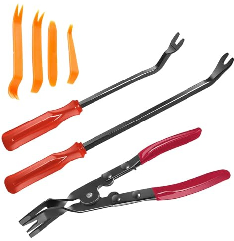 DEANKEJI Saca Grapas Coche, Acero al Carbono Herramienta de Desmontaje, Herramientas Coche, para Desmontar Radios de Automóviles, Manijas de Puertas y Componentes del Tablero