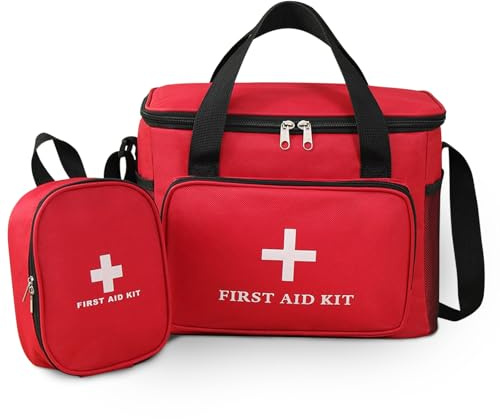 Reiseapotheke Tasche - 30x20x23 cm Medikamententasche XXL und 17x13x5.5 Tasche Reise Medizintasche Erste Hilfe Tasche Leer mit Griff und Crossbody Schultergurt Wasserdichte Medikamenten Notfalltasche