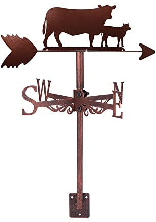 Veleta de Metal con Revestimiento, dirección del Viento, decoración de Metal, Veleta de Toro para Montaje en jardín en azotea al Aire Libre, herramien