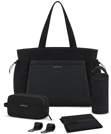 Kapten & Son Shopper Hellvi Diaper Set 25 L | Wickeltasche mit Kinderwagen- und Kofferbefestigung | inklusive Kulturtasche, Wickelunterlage & isolierter Flaschenhalter | Diaper Bag