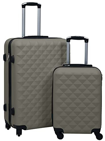 EDNRSOG Hardcase Trolley Set 2 pcs Anthracite ABS with Security Locks and 360 Degree Castors, Durable Lightweight Suitcase Set for Business Trip or Holiday Travel, Includes 2
