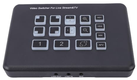 Fabater Live Streaming Switcher, Video Switcher med 2 1080P HD-ingångar och 3,5 Mm Port, Multi Cam Live Stream för PC Broadcast
