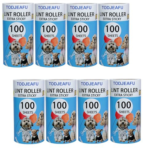 TODJEAFU Fusselrolle 800 Blatt, Extra Klebrige Rolle Fusselroller Nachfüllungen, Katzen- & Hundehaarentferner 8-teiliges Set