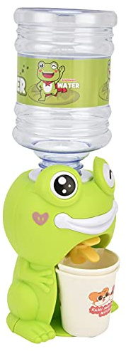Ycauty Mini Vattendispenser Bärbar Köksleksak för Barn för Att Utveckla Hälsosamma Vanor för Barn, Livsmedelsklassad Plast för Hemmabruk (Grön groda stil)