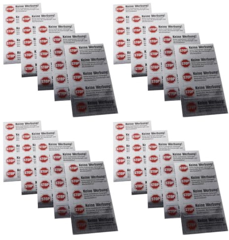 SOLUSTRE 50 Ark Självhäftande Tysk Keine Werbung för Brevlåda Vattentålig Varning för Reklamfri Post Passform för Hem och Dekalskylt för Postlåda Skräppost