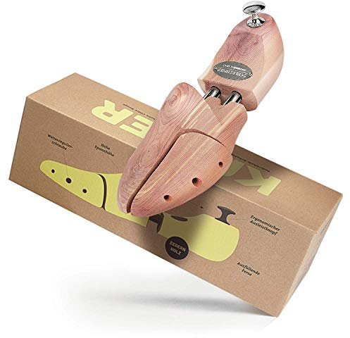 Schlesinger - Premium Schuhspanner aus edlem Zedernholz für Herrenschuhe. Modell Kaiser. Größe 45/46. Silber Knauf.