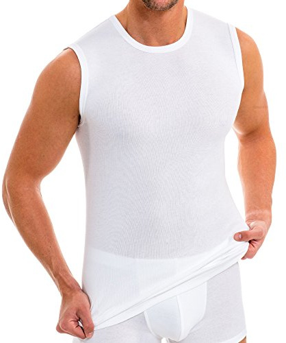 HERMKO 3040 3er Pack Herren Tank Top Unterhemd mit Rundhals-Ausschnitt aus 100% Bio-Baumwolle, Größe:D 5 = EU M, Farbe:weiß