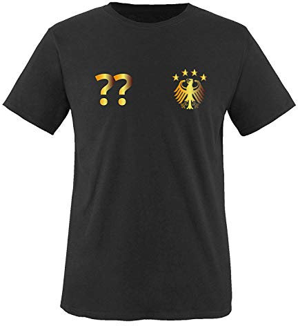 Trikot - DE - WUNSCHDRUCK - Kinder T-Shirt - Schwarz/Gold Gr. 134-146