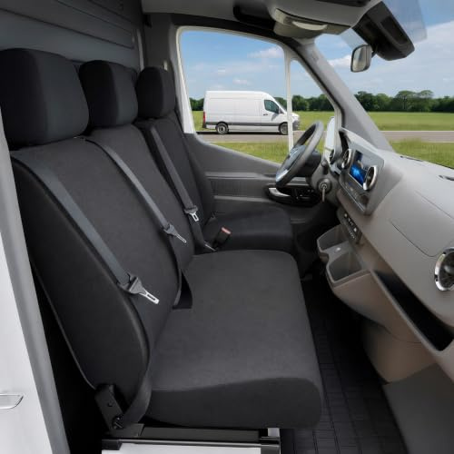 WALSER Passform Auto-Sitzbezug, Transporter-Schonbezug Stoff kompatibel mit Ford Transit, Einzelsitzbezug + Doppelbankbezug